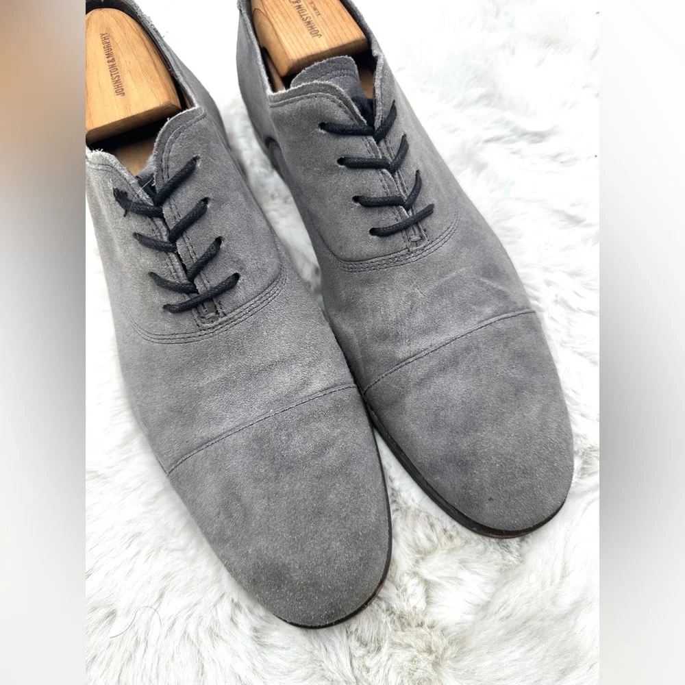 John Varvatos Seagher Cap Toe Oxford shoes in Coal Suede, US 12‎